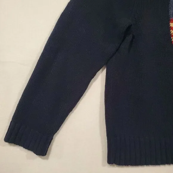 Polo Ralph Lauren Vintage American Flag Sweater Size XXL Cotton Linen Shawl Neck